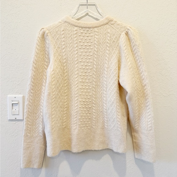 J. Crew Stretch Wool Cable Knit Crewneck Sweater in Ivory - Picture 5 of 11